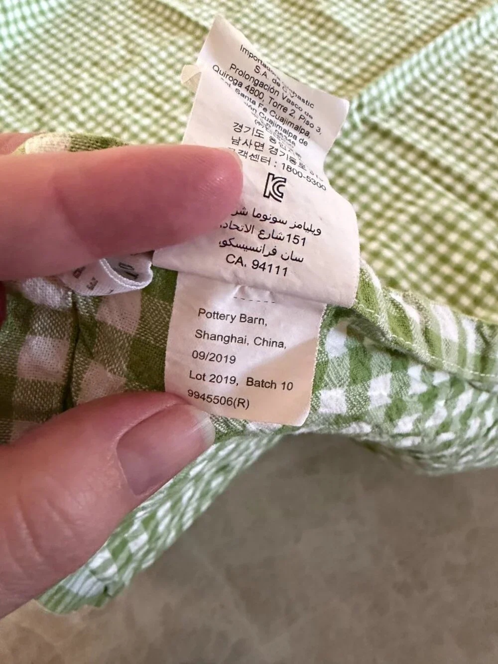 Pottery Barn Green Gingham Cotton Tablecloth 50x50 Farmhouse Cottagecore Picnic